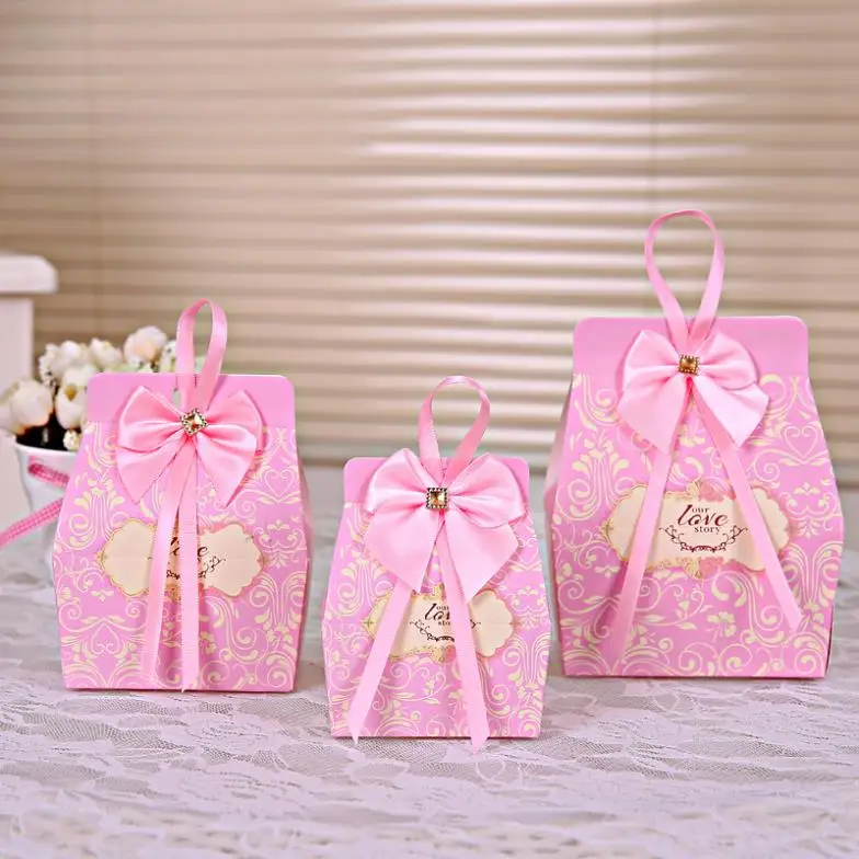 50pcs Pink Candy Boxes Party Favors Wedding Box Sweets Party Favour