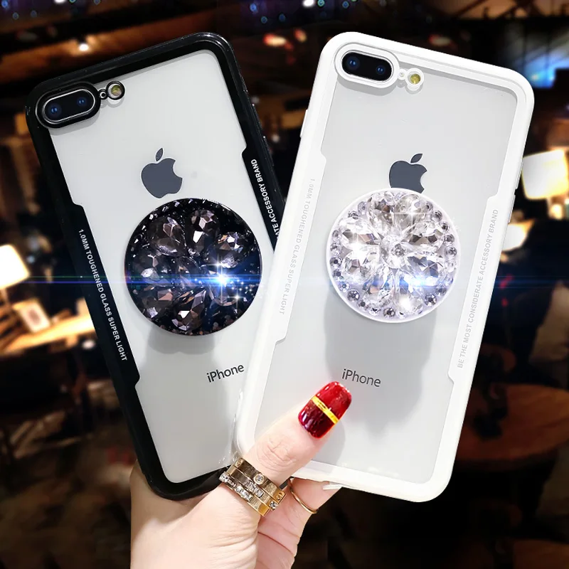 

Phone Case For Samsung Galaxy S9 S8 Plus S6 S7 edge Note 9 8 5 Case luxury Transparent Rhinestone Stand Silicone Soft TPU Cover