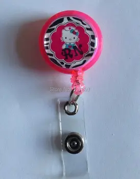 

Retractable ID Badge Reel with belt Clip Cute Hello Kitty Nurse ID Reel 10pcs/lot