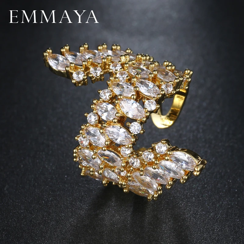

EMMAYA New Women Adujustable Ring AAA White CZ Ring Fashion Wedding Ring Party Jewelry Freeship