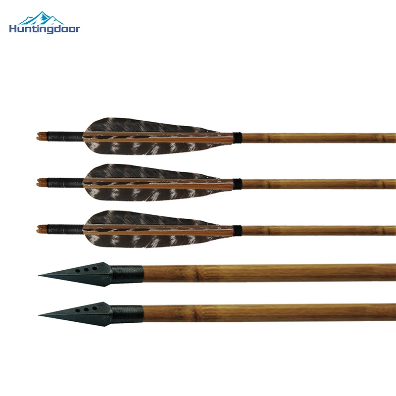Setas de Bambu com o Aço de Alta Penas de Arco e Flecha de Caça Qualidade Três Buracos Setas Peru Acessórios 6 Pcs - 12 8mm 3 Cheap Arco e flecha