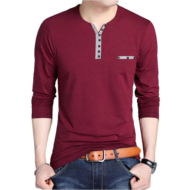 

Spring Autumn Long Sleeve T-shirt Men Cotton Solid Casual Classic Male Men T Shirt