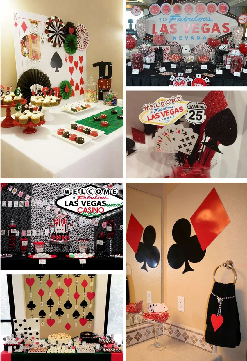 jojofuny Decorazione Del Partito Del Casinò 8Pcs Decorazione Del Partito di Poker Della Figlia a Nido D/' Ghirlanda per Il Casinò Las Vegas a Tema Festa Del Partito di Compleanno Del