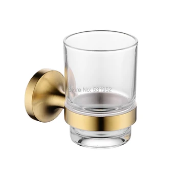 

2018 New Arrive Tumbler and Holder Vibrant Moderne Brushed Gold Toothbrush Cup Holder Wall Mounted Gold Tooth Brush Brushed Gold