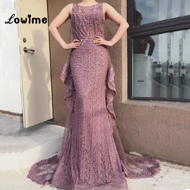 

Beading Arabic Evening Dresses Abendkleider 2019 Abiye Kaftan Gowns Dubai Pageant Party Dress Lace Mermaid Formal Evening Gowns