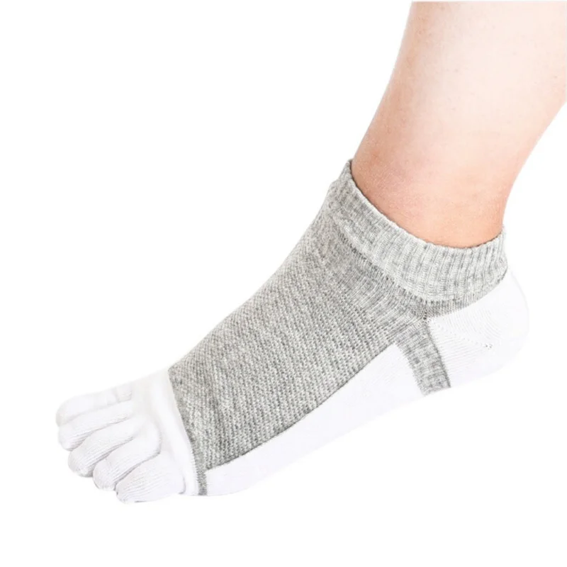 Открытый Унисекс 1 пара хлопок спортивные пять носком Носки для девочек спортивные Лоскутные Дышащие носки тренировок Носки для девочек - Цвет: Серый