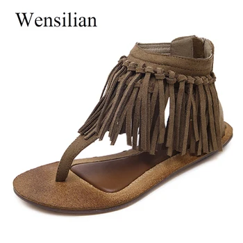 

Fashion Tassel Gladiator Sandals Women Summer Retro Sandals Ladies Flip Flops Slippers Anti Slip Casual Shoes Flat Zapatos Mujer