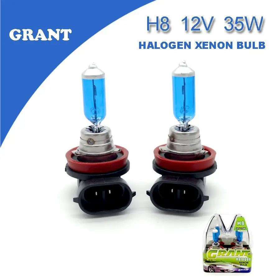 1SET GRANT H8 12V 35W Halogen Xenon Bulbs 5000K Clear White Auto