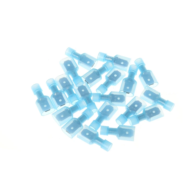 

20 Pcs Male Or Female Spade Crimp Connector Wire Terminal 1/4" MF Fully Insulated Blue