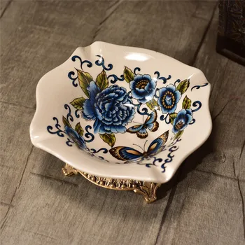 

New Pattern! Palace Ceramic Crafts High-end Ice Crack Retro Papilio protenor pattern Creative Cigar Ashtray Ornaments