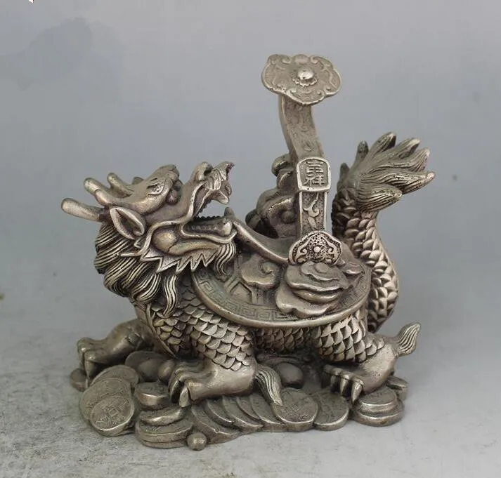 

Китайская коллекция archaize белая медь благоприятная Статуя Дракона черепахи