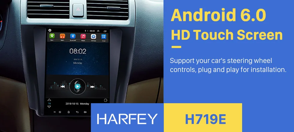 Excellent Harfey 4G LTE Multimedia Player Android 6.0 Car GPS for 2003-2006 2007 Honda Accord 7 Navi 9.7"Radio support Rearview camera DVR 0
