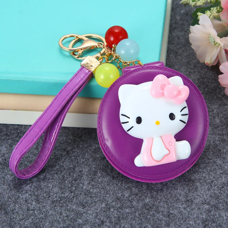 Мультфильм hello kitty косметическое зеркало брелок KT Cat Key Holder женский автомобильный кошелек Шарм Подвеска подарочные брелки Llavero Porte Clef - Цвет: A4