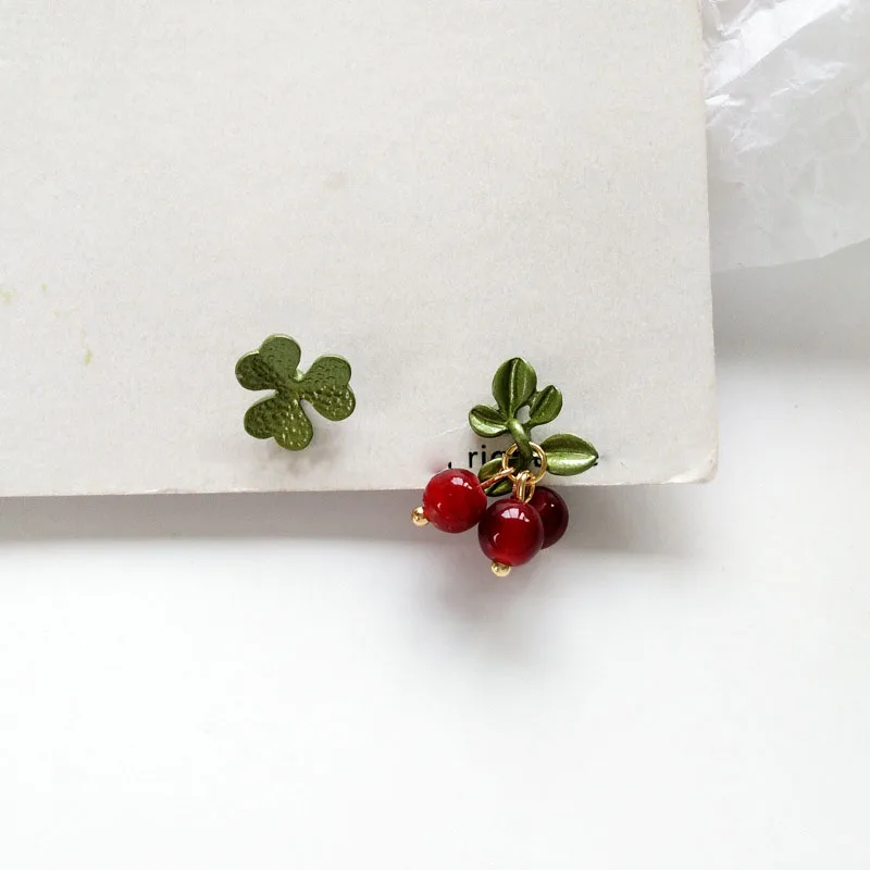 Hot Sale 2019 Korean Fashion Personality Mini Red Cherry Earrings Plant Temperament Pop Red/Purple Crystal Cute Fruit Earring | Украшения и