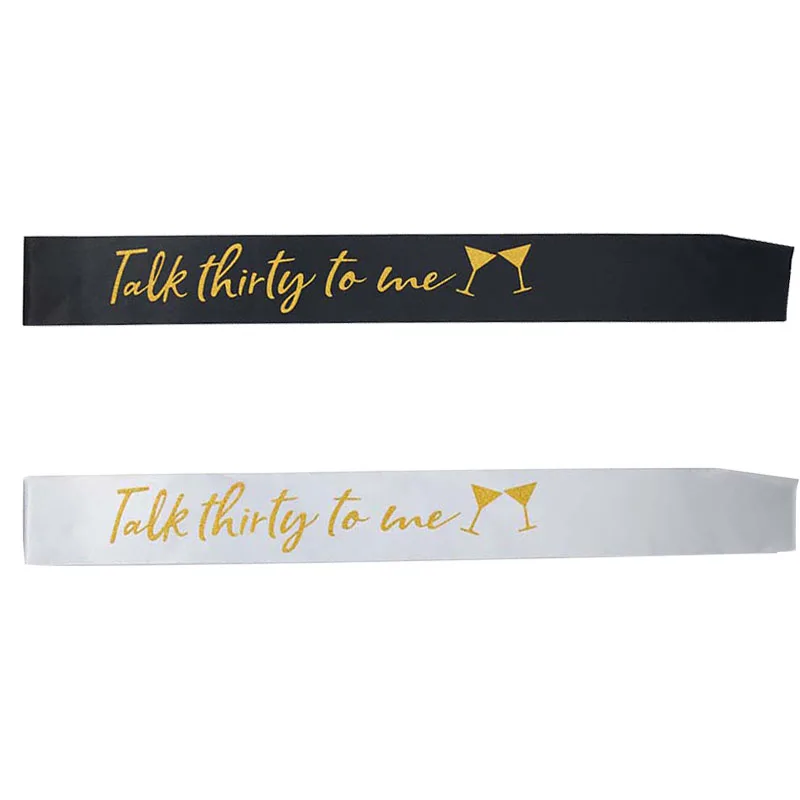 

Gold Glitter Talk Thirty to Me Ribbon Sash for Women Lady 30 year old birthday Party Sash Happy 30th Birthday Party Decorations