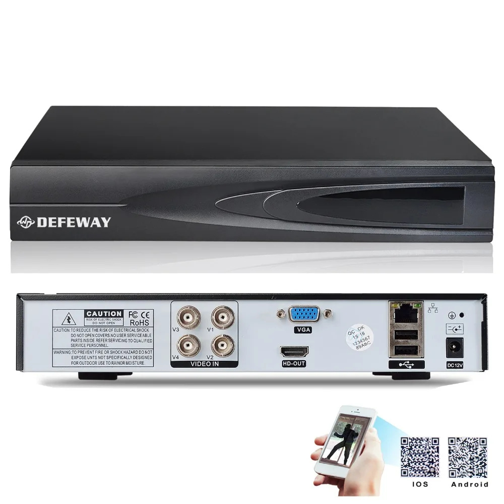 Defeway HD 1080P 720p AHD DVR CCTV DVR 4channel Home security System Network Surveillance Video Recorder for Analog /AHD Camera 