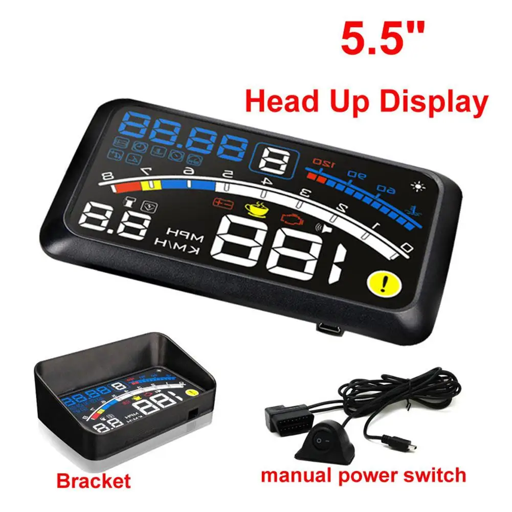 4E 5 &quotАвтомобильный OBD2 II EUOBD автомобильный HUD Дисплей с повышенной скоростью