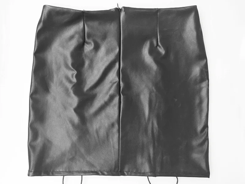 Модные, пикантные осенние женские черные искусственная кожа юбки для женщин сбоку разделение Винтаж Bodycon Мини юбка