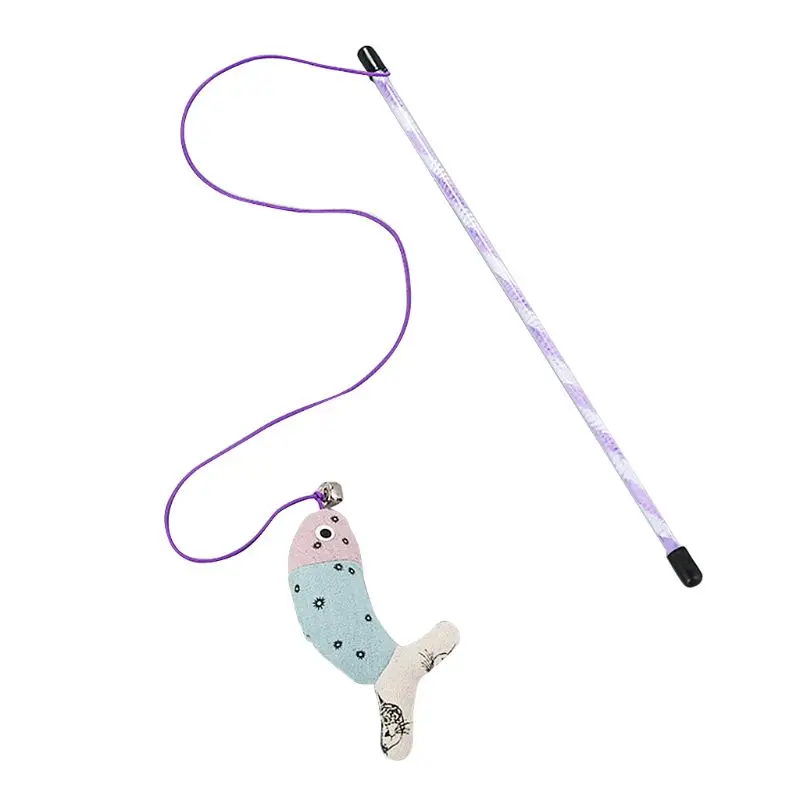 

Funny Linen fish shape Pet cat toy short stick type Cat Bar Interactive cat toys