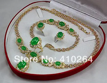 

$wholesale_jewelry_wig$ free shipping noblest green Malay necklace pendant bracelet earring ring(#7,8,9