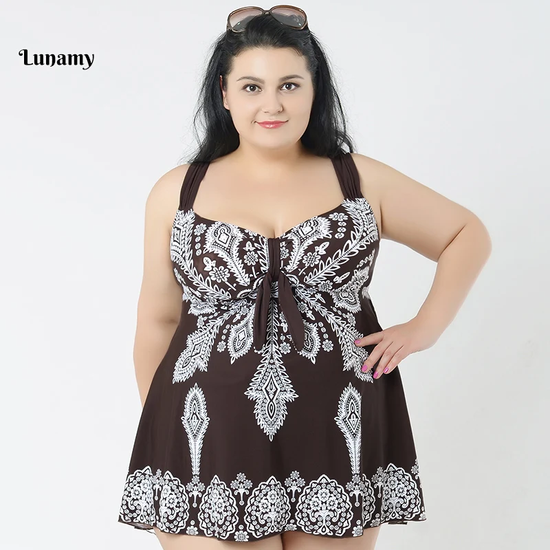 58 70/4XL 10XL сексуальный купальник из двух частей размера плюс женская юбка с принтом