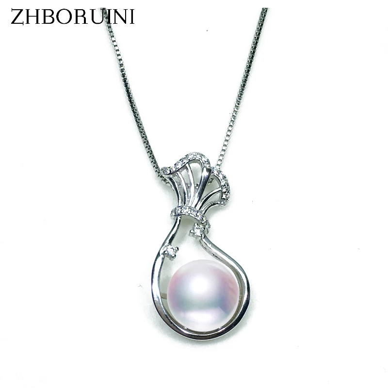 

ZHBORUINI Fashion Necklace Pearl Jewelry Natural Freshwater Pearl Blessing Bag Pendant 925 Sterling Silver Jewelry For Women