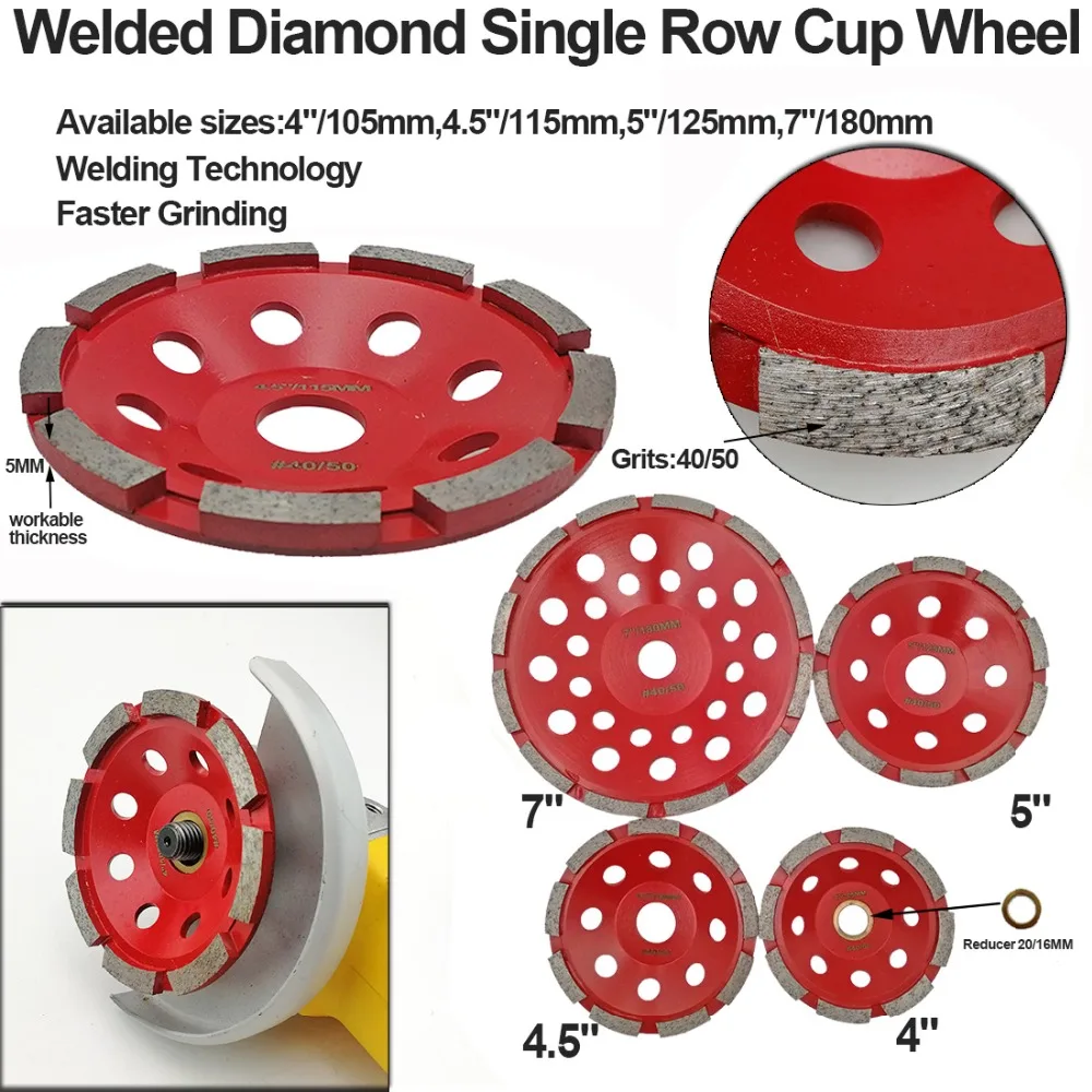 5 inch (125mm) Single Row Cup Wheel for concrete, grinding disc, grinding wheel, bore 22.23mm