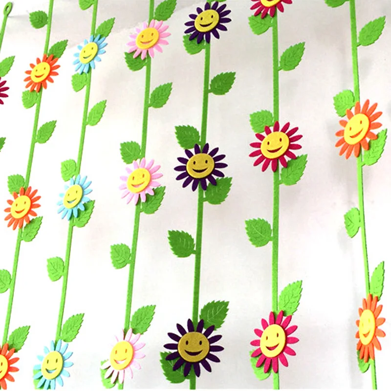 

5Pc/Lot Smile Decoration Felt Cutting Sun Flower Wicker Non-Woven Cloth Felts Kindergarten Children Room Diy Decoration Stickers