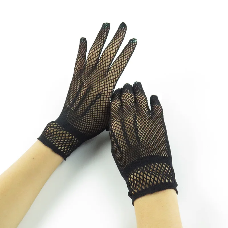 Женские кружевные перчатки летние танцевальные перчатки для вождения сетчатые перчатки-сетка для девочек черные белые варежки Guantes