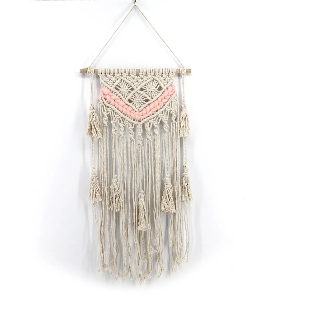 

Romantic Knitting Heart Tapestry Bohemian Macrame Woven Wall Hanging Handmade Tapisserir Banner Home Wedding Decoration A1