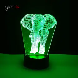 YIMIA Новинка слон 3d лампе движения сенсор светодио дный светодиодные ночники батарея работает светодио дный LED Настольная лампа для