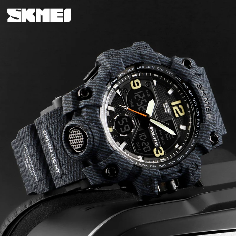SKMEI Luxury Denim Style Sports Watches Men Fashion Digital Quartz Watch Waterproof Casual Military Wrist Watch Clock Relogio