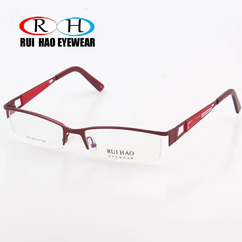 Fashion Eyeglasses Frames Women Red Half Rimless Optical Glasses Frame