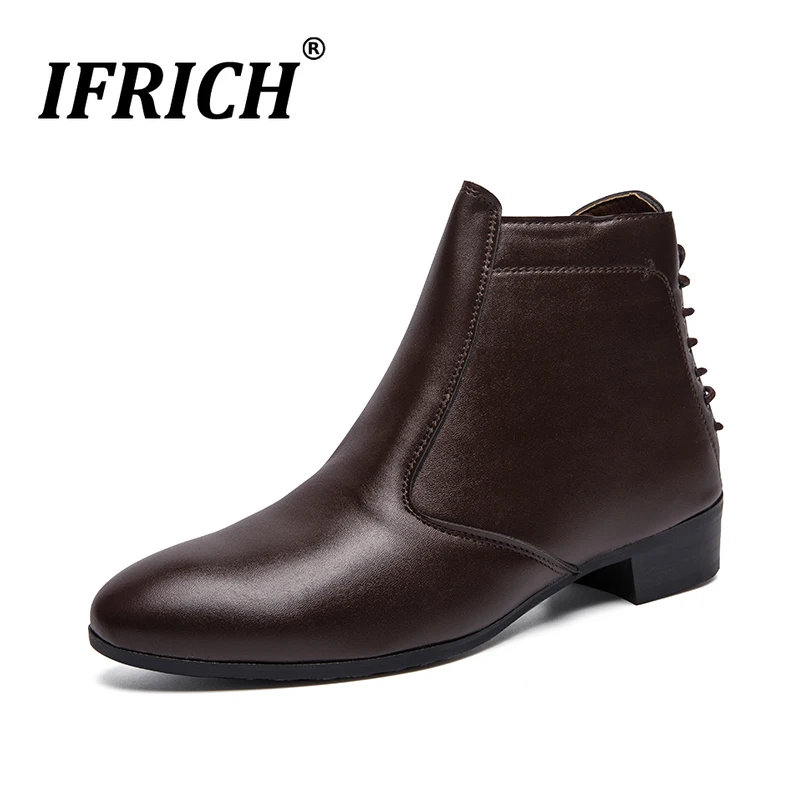 

Luxury Fashion Men Shoes Pointed Toe Fashion Zipper Boots For Mens Black Brown Large Size 46 47 Man Boots Low Ankle Brand Boots