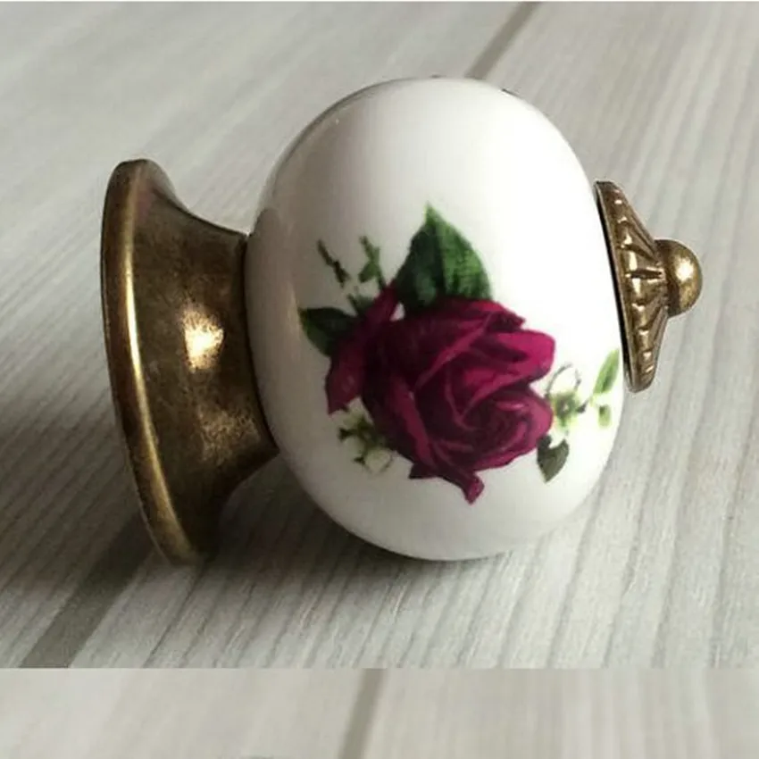 red Rose Dresser Knob Drawer Kitchen Knobs Rustic Antique