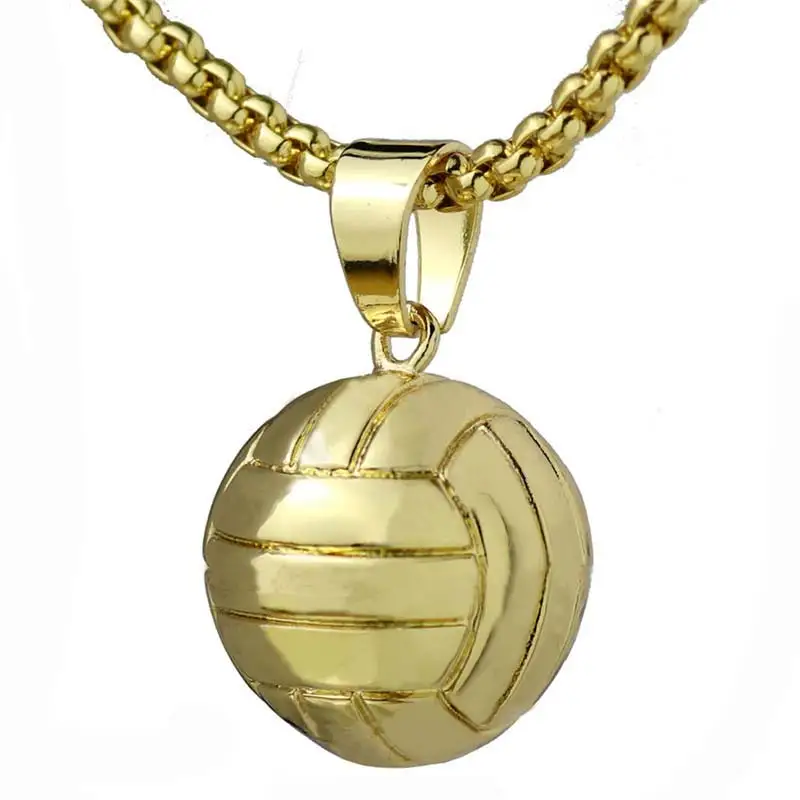 3D Volleyball Pendant Sports Necklace I Love Volleyball Statement