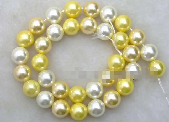

Free Shipping >> SALE Big Round 12mm Multicolor (White/Gold/Yellow) shell PEARL strands 15