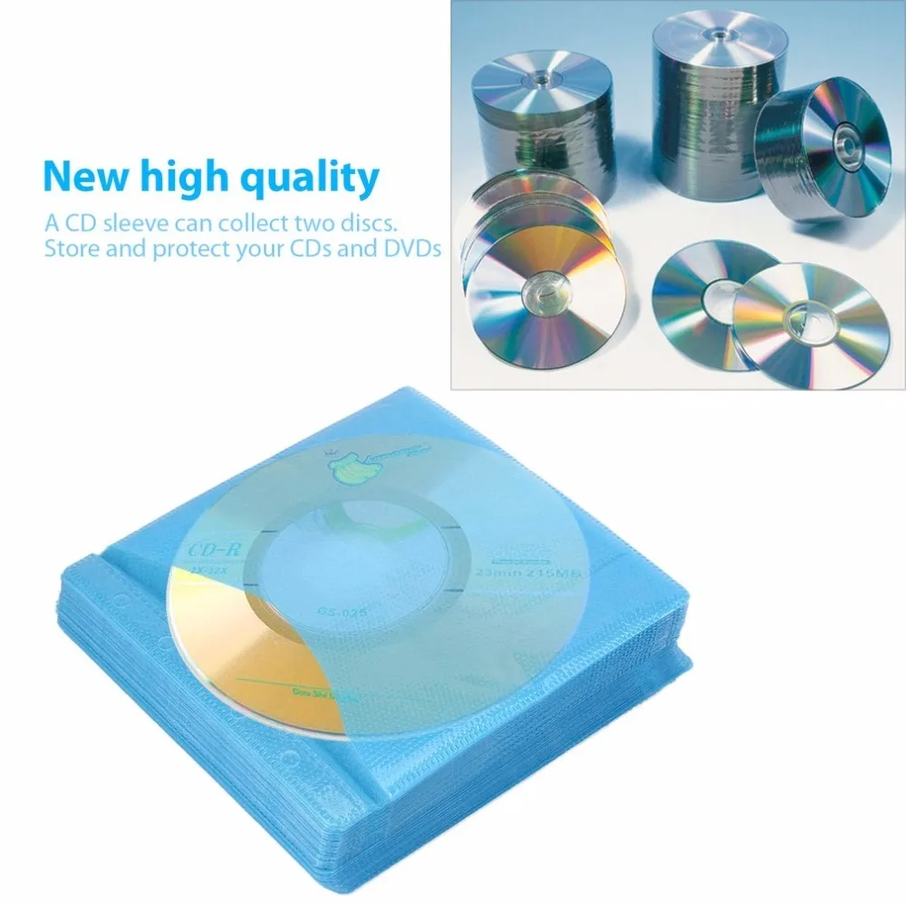 100 шт. CD DVD Двусторонняя крышка чехол для хранения PP сумка рукав конверт обеспечивает хранение и защиту для вашего CD и DVD