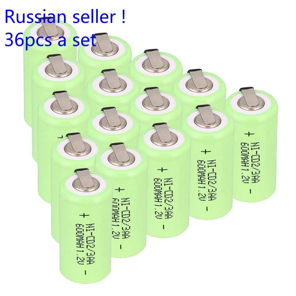 Russian seller ! New arrival for 36 pcs Ni-Cd 1.2V 2/3AA rechargeable battery NiCd Batteries - Green 600 mah | Электроника