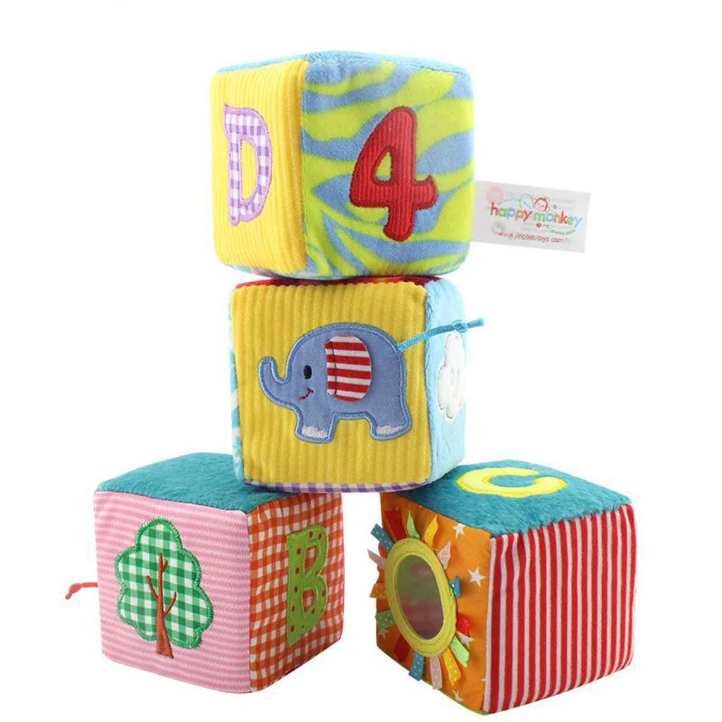 4 в 1 3D Мягкие кубики для детей головоломки детские игрушки для малышей 1 год ткань магическое здание обучающая игрушка
