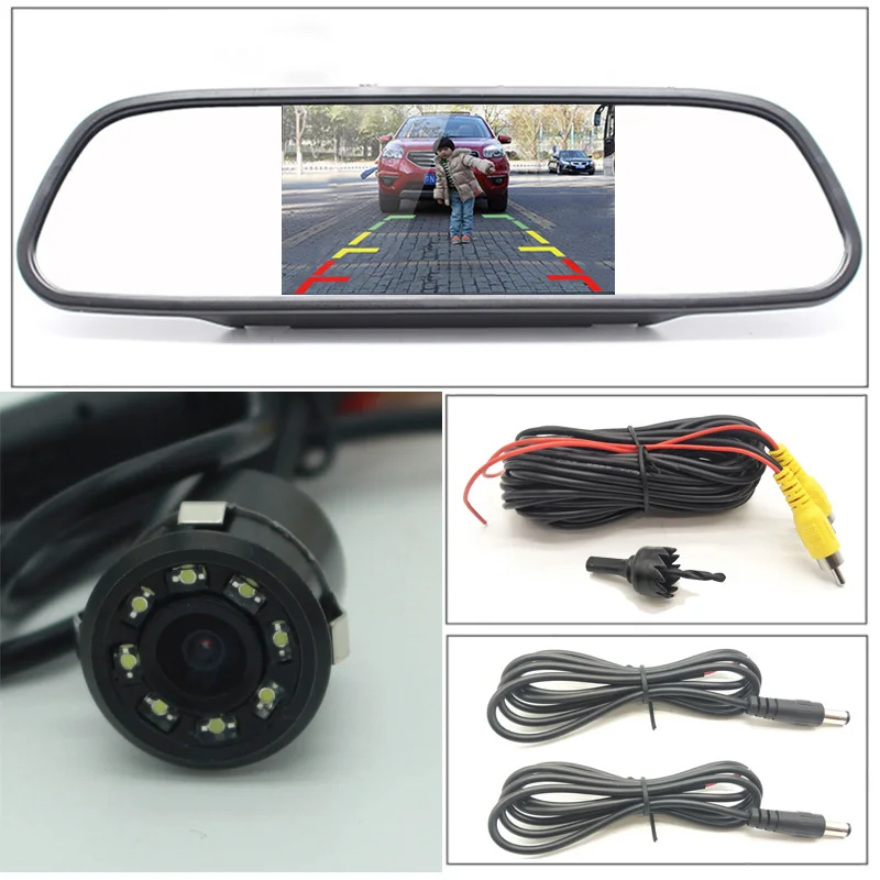 Автомобиль HD 4,3 дюймов зеркало заднего вида монитор CCD Видео Авто помощь при парковке светодиодный ночной 3 в 1 датчик парковки камера заднего вида - Цвет: 9