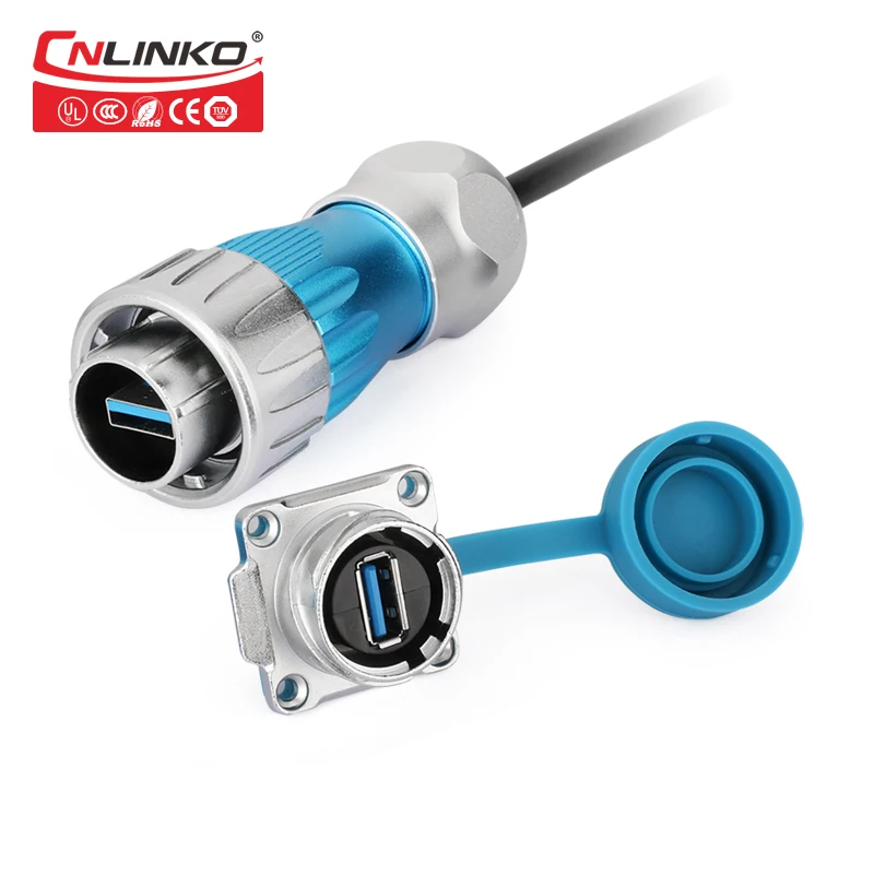 

1/4 Bayonet Connecting USB3.0 Metal Shell Waterproof Data Connector IP67 Connector USB Panel Mount Plug with 0.5M Cable