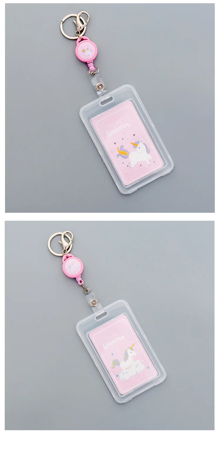 Kawaii Unicorn dog Magic Matrix Retractable Badge Card Holder Nurse Doctor Exhibition Pull Key ID Name Card Badge Holder