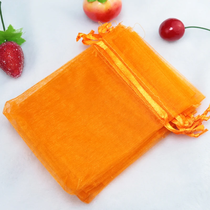 Free Shipping 200pcs/lot Orange Organza Bag 20x30cm Big Wedding Favor