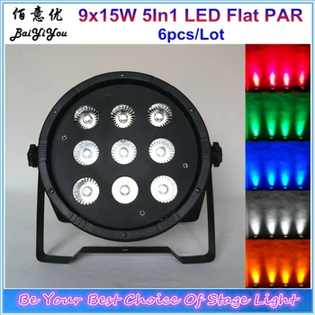 

Wedding Club Show Wash Decoration 9*15w RGBWA 5In1 DMX LED Wash Flat PAR Light Plastic Case Slim PAR Light