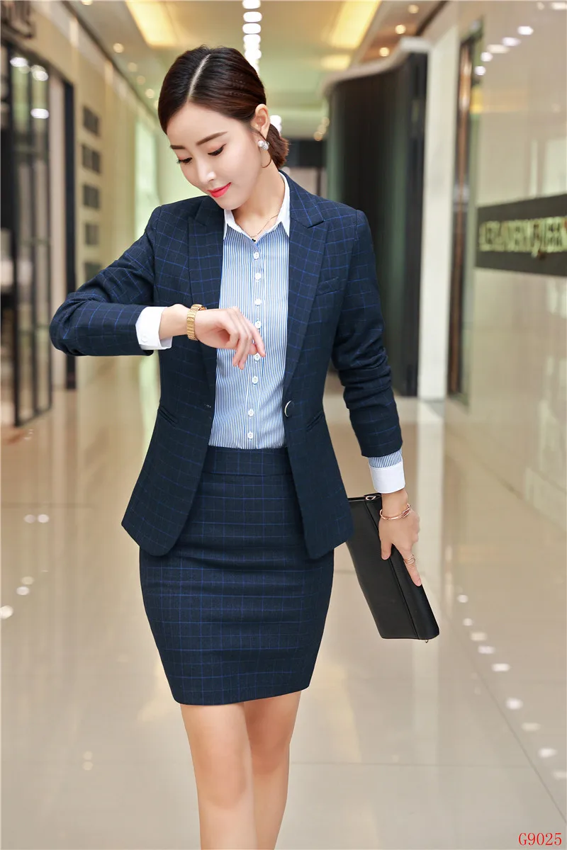 Высококачественная модная женская юбка темно-синий костюм Блейзер и куртка наборы женские деловые костюмы офисный униформенный стиль