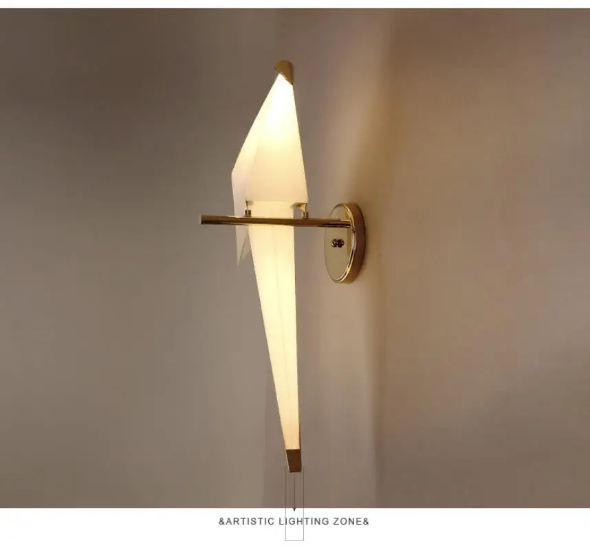 New Bird Design Wall LED  Lamp Bedside Lamp Creative Origami Paper Crane Wall Light for Loft Bedroom Study Foyer Dining Room