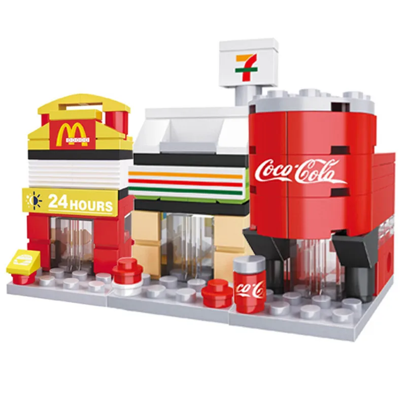 Building Blocks Mini Street City 3D Retail Store Model Shop McDonald Cafe Apple Architecture Classic Toy Compatible Legoedly Building Blocks Mini Street City 3D Retail Store Model Shop McDonald Cafe Apple Architecture Classic Toy Compatible Legoedly