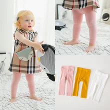 От 0 до 24 месяцев, для маленьких девочек и леггинсы для мальчиков Дети хлопок кареточная ткань однотонные Цвет регулярная средняя Elasic талии Милые штаны
