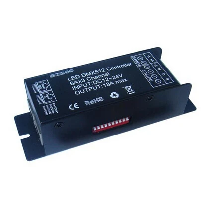 

Led DMX512 Controller 3 channels LED RGB Digital display Controller DMX 512 LED Decoder & Driver 12V-24V 18A for RGB strip